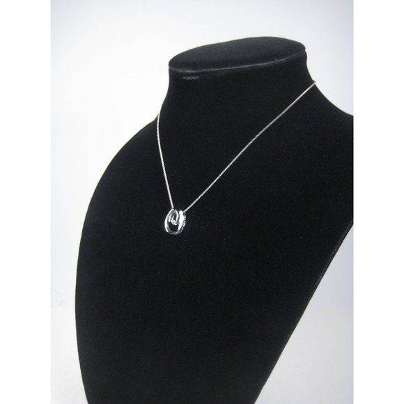 Rhinestone Dangle Pendant Filigree Silvertone Chain Necklace 16 Inch Choker - Picture 5 of 8